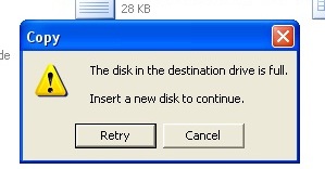 The disk in the destination drive is full.