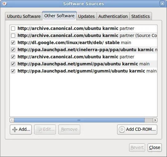 add a repository to install an application from internet on Ubuntu 9.4 error