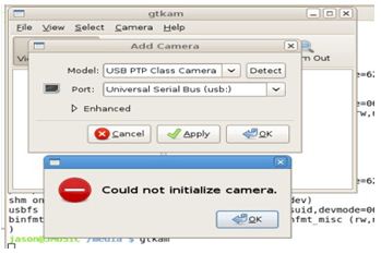 Could not initialize camera.