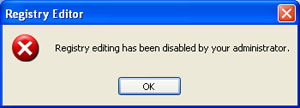 Registry editing has been disabled by your administrator