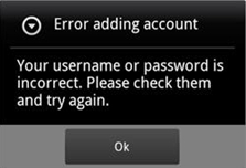 Error adding account.