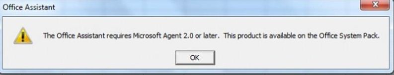Office Assistant requires Microsoft Agent 2.0 or later