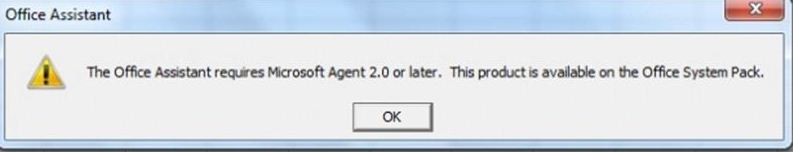 Office Assistant requires Microsoft Agent 2.0 or later