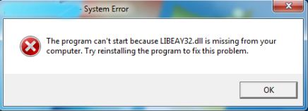 The program can't start because LIBAY32. DLL is missing from your computer