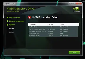 nvidia graphics driver failed to install 381.65