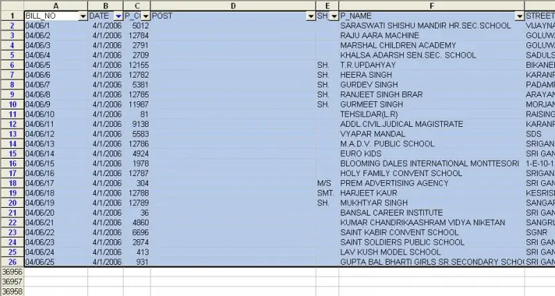 Microsoft Excel 2003-auto filter option-Excel list
