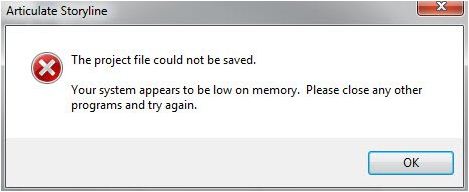 Articulate Storyline -The project file could not be saved.