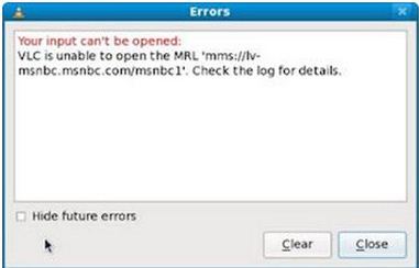 VLC is unable to open the MRL 'mms://lv- msnbc.msnbc.com/msnbc1'