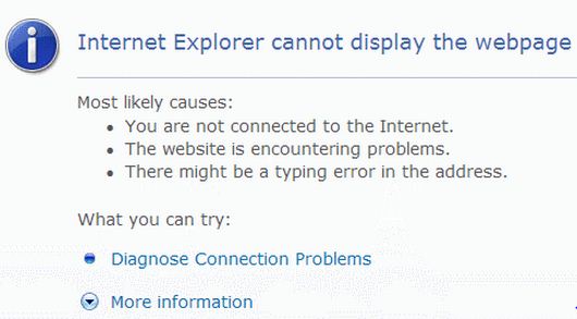 Internet Explorer cannot display the webpage