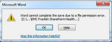 Word cannot complete the save due to a file permission error