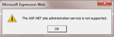 ASP.NET site administration service is not supported.