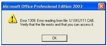 Błąd 1309 instalacji programu Outlook