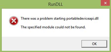 There was a problem starting portabledeviceapi.dll