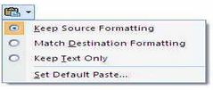 keep original format or paste as destination format.