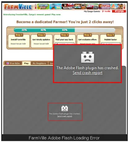 The Adobe Flash plugin has crashed.