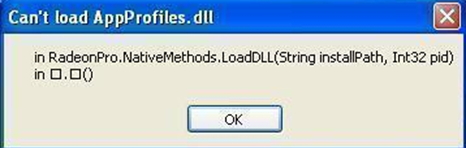 Can’t load AppfileProfiles.dll In RadeonPro.NativeMethods.LoadDLL (String installPath, Int32 pid) in ()