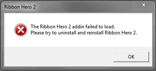 The Ribbon Hero 2 addin failed to load