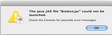 The Java JAR file “Broken.jar” could not be launched.