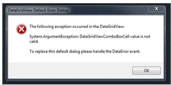 System.ArgumentException: DataGridViewComboBoxCell value is not Valid
