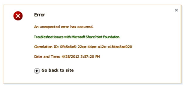 Microsoft SharePoint Foundation Error