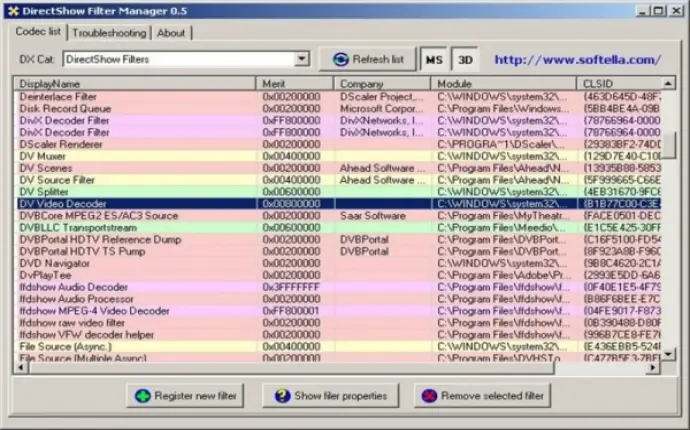 DirectShow Filter manager