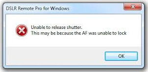 DSLR Remote Pro for Windows  Unable to release shutter.