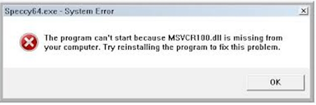 The program can’t start because MSVCR100.dll is missing from Your computer