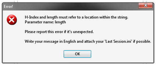 H-Index and length must refer to a location within the string.