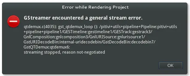 Error While Rendering Project