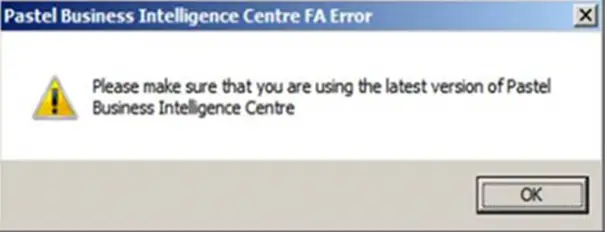 Latest version of Pastel Business Intelligence Centre