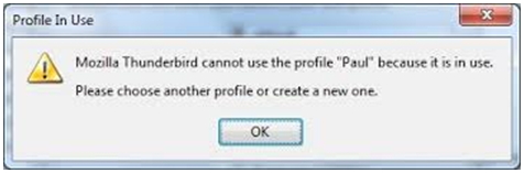 Mozilla Thunderbird cannot use the profile