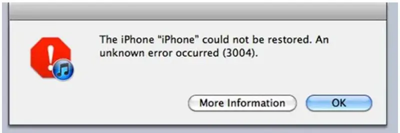 The iPhone ‘iPhone’ could not be restored. An unknown error occurred (3004).