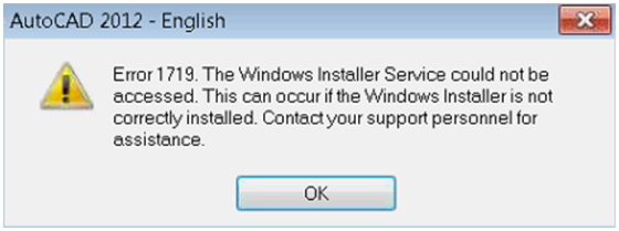 Error 1719. The Windows Installer Service could not be accessed. This can occur if the Windows Installer is not correctly installed. Contact your support personnel for assistance.