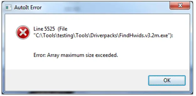 Array maximum size exceeded