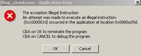 An attempt was made to execute an illegal instruction.