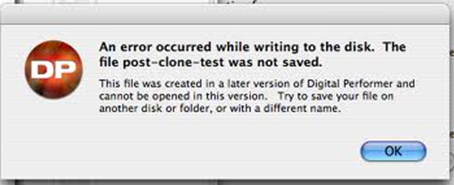 An error occurred while writing to the disk