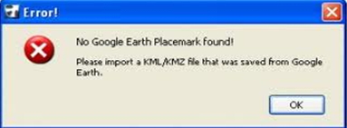 Please import a KML/KMZ file that was saved from Google Earth.