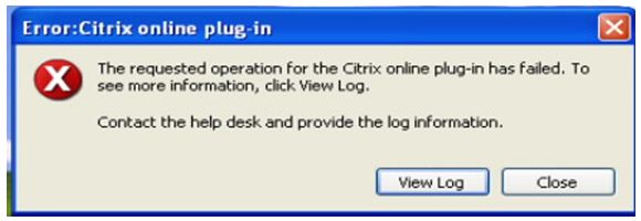 Error Citrix online plug-in The requested operation for the Citrix online plug-in has failed.