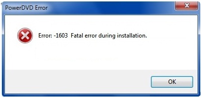 Error: -1603 Fatal error during installation.