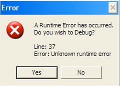 A Runtime Error has occurred.