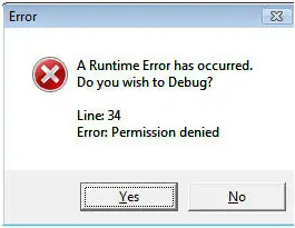Error A Runtime Error has occurred