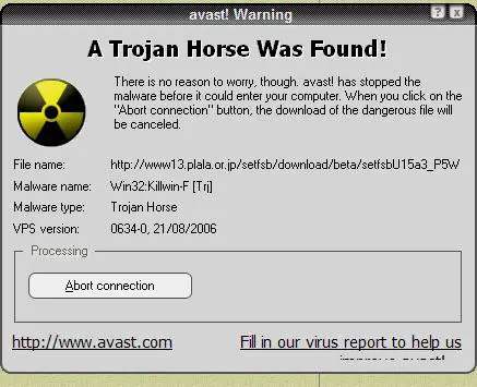 avast warning-A Trojan Horse Was Found
