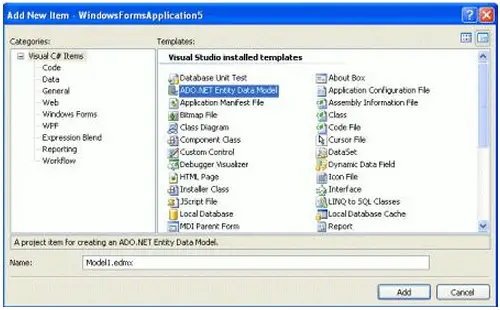 Adding an Entity Data Model