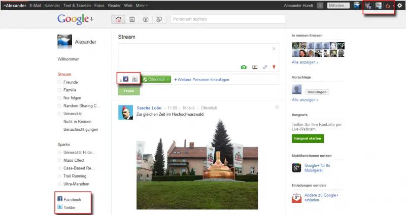 share your posts made on Google+ 