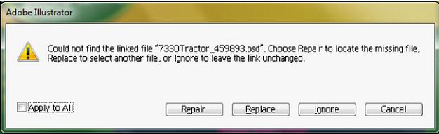 Could not find the linked file “7330Tractor_459893.psd”