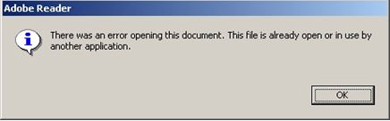 Acrobat Reader error-error opening this document