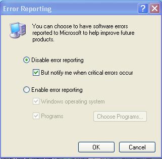 Disable error reporting