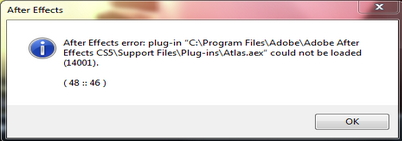 Effects CS5Support FilesPlug-inAtlas.aex” could not be loaded (14001). ( 48 :: 46 