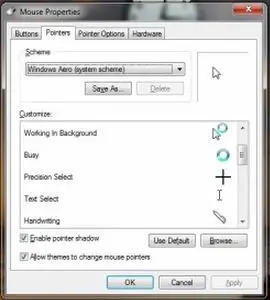 Mouse properties-click on pointer