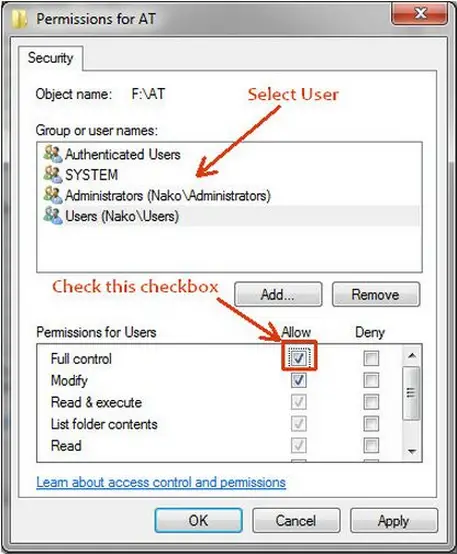 Permission for AT-Select user-check allow checkbox